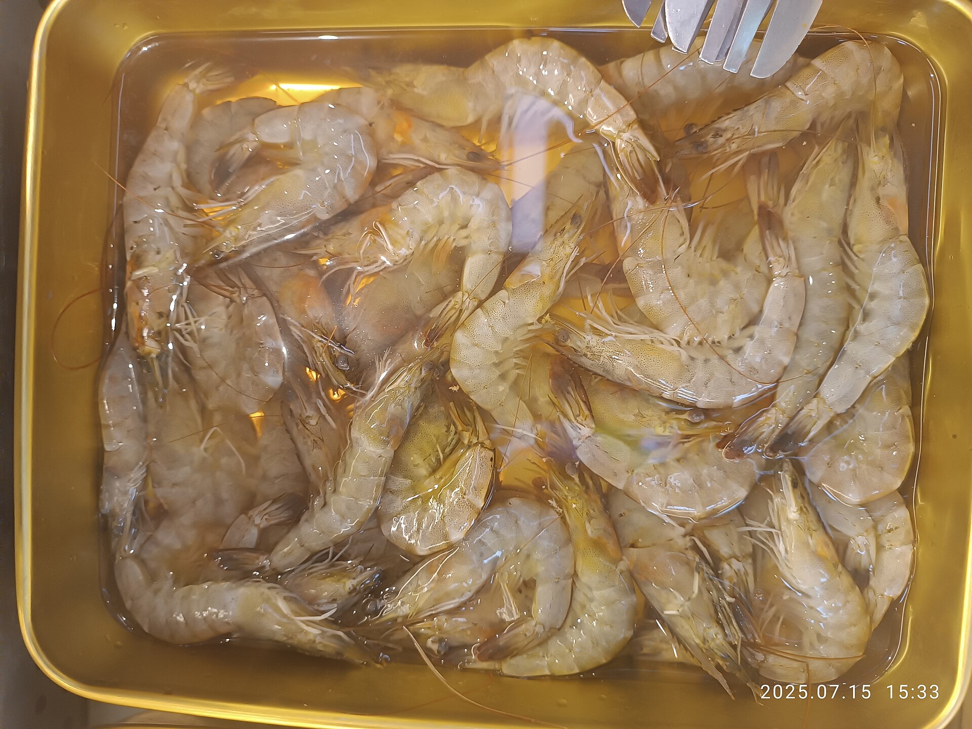 Prawns prepared for cooking